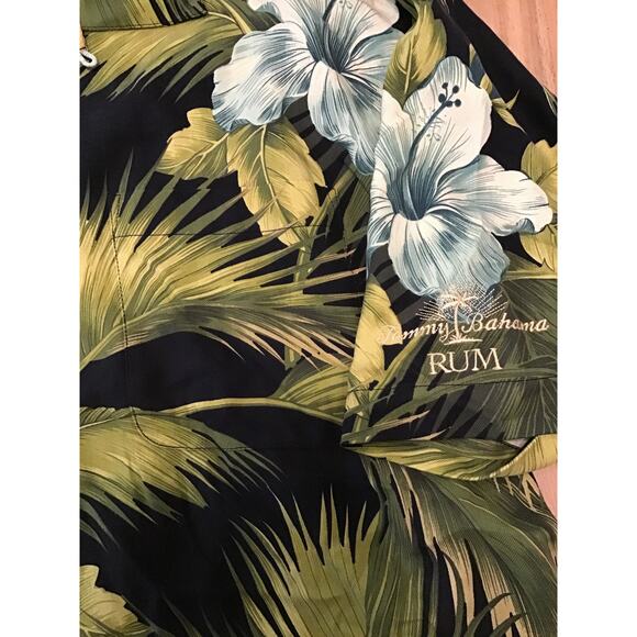 Tommy Bahama Mens Shirt XL Special Rum Camp Hawaiian Green 100% Silk Vacation - Picture 7 of 9